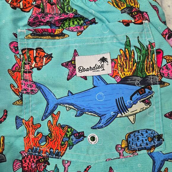 NWT Boardies Men's Mulga Ocean Blue Mid-Length Swim Short Sharks Starfish XXXL - Picture 8 of 14